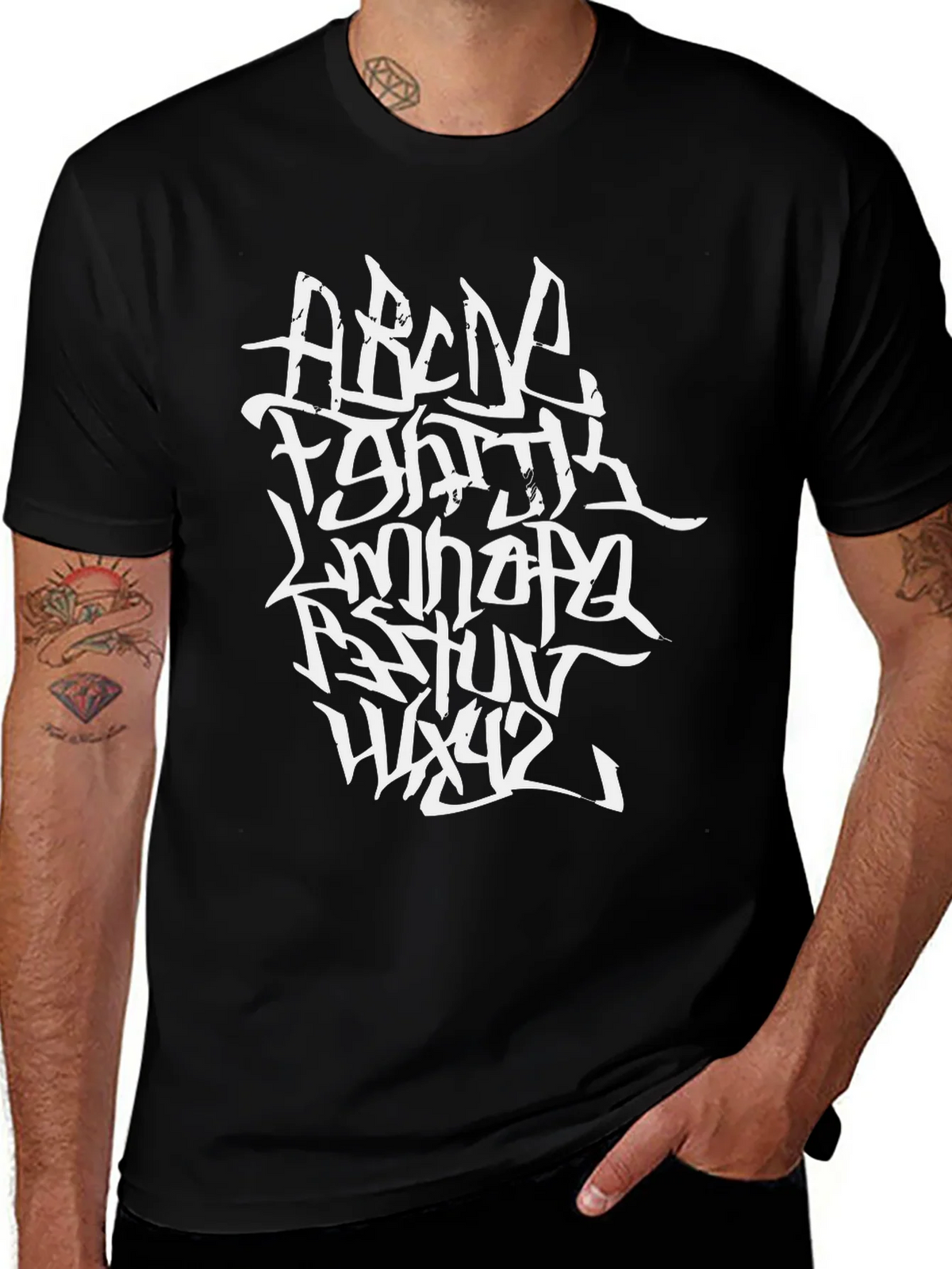 Abstract Alphabet Graphic Tee - Black product image 1