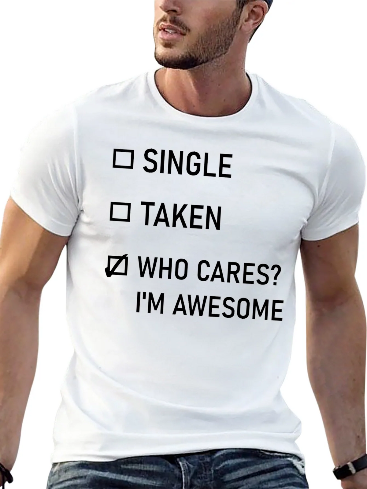 Funny Who Cares? Im Awesome Graphic T-Shirt product image 4