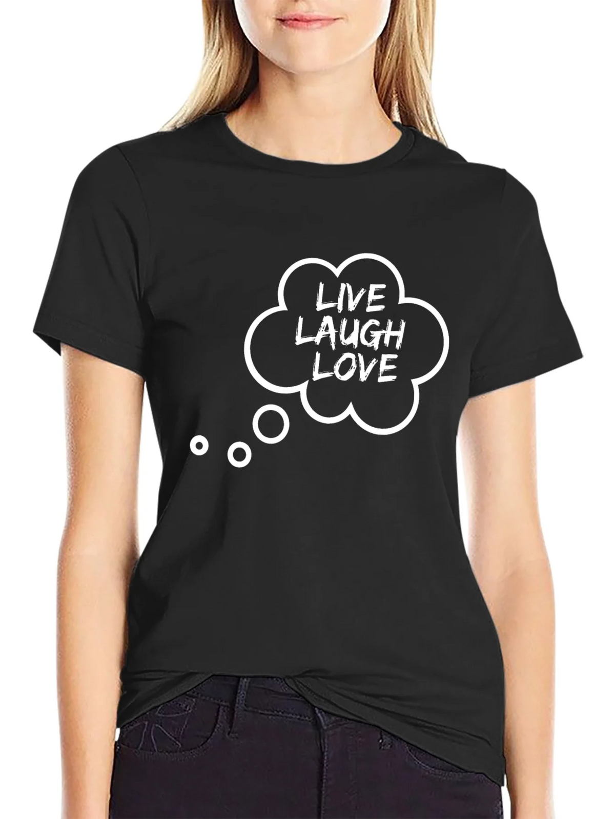 Live Laugh Love Graphic Tee - Black Cotton T-Shirt product image 5