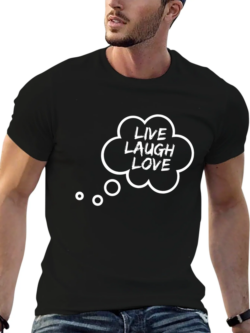 Live Laugh Love Graphic Tee - Black Cotton T-Shirt product image 9