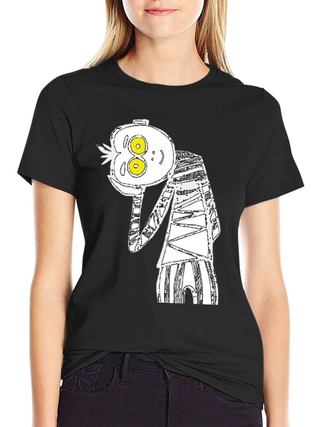 Abstract Cartoon Graphic Tee - Black Cotton Blend product image 5