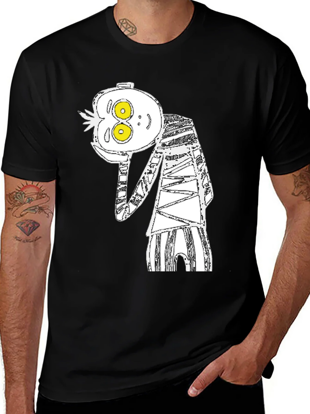 Abstract Cartoon Graphic Tee - Black Cotton Blend product image 1