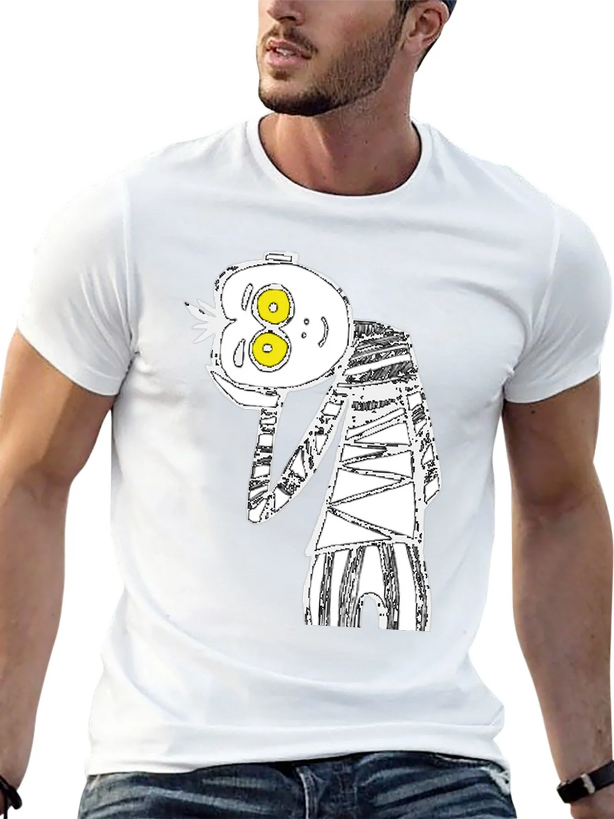 Abstract Cartoon Graphic Tee - Black Cotton Blend product image 4