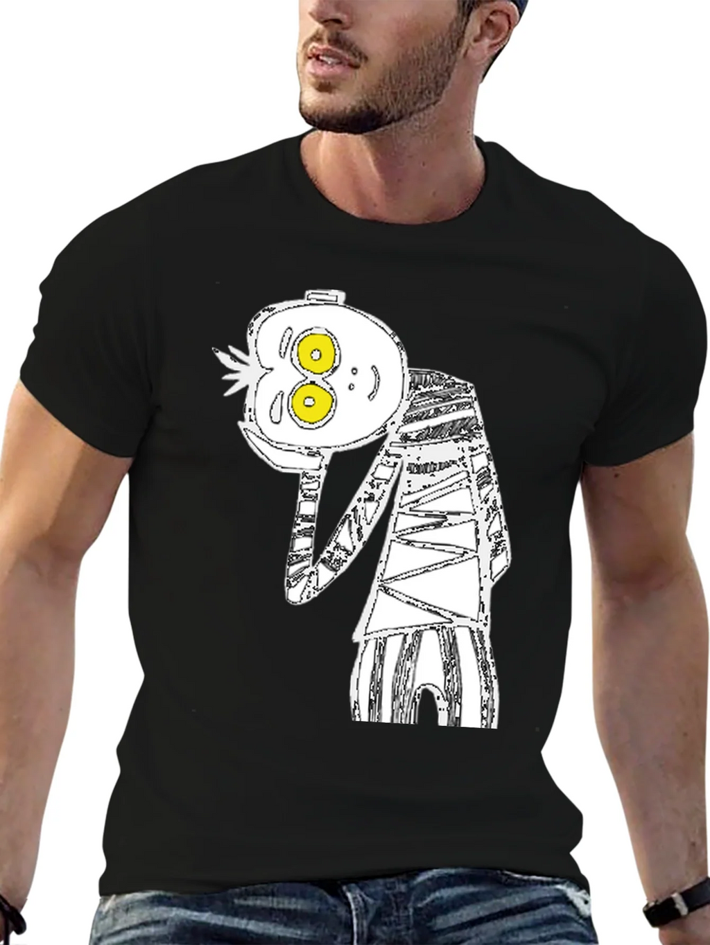 Abstract Cartoon Graphic Tee - Black Cotton Blend product image 9