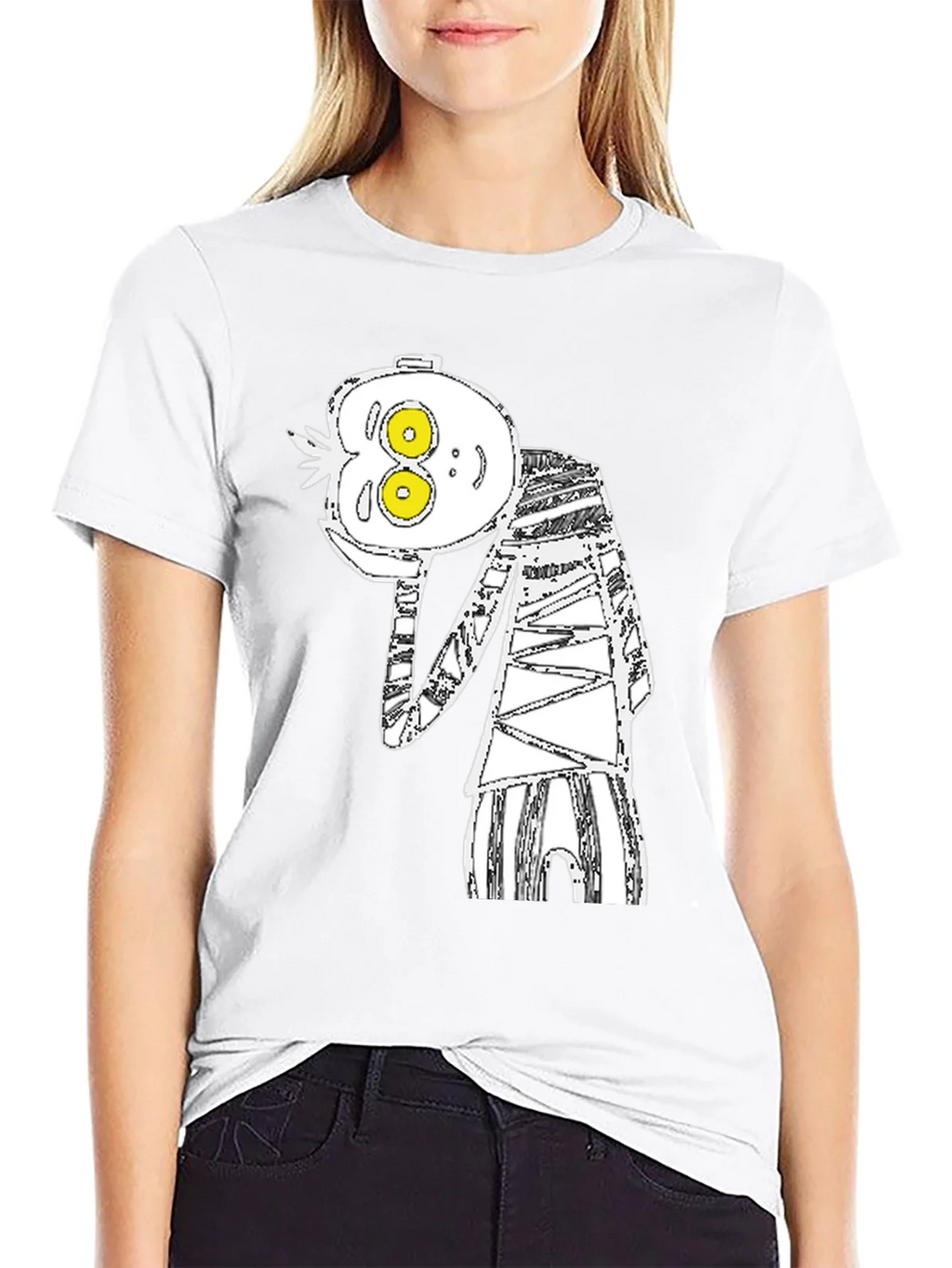 Abstract Cartoon Graphic Tee - Black Cotton Blend product image 11