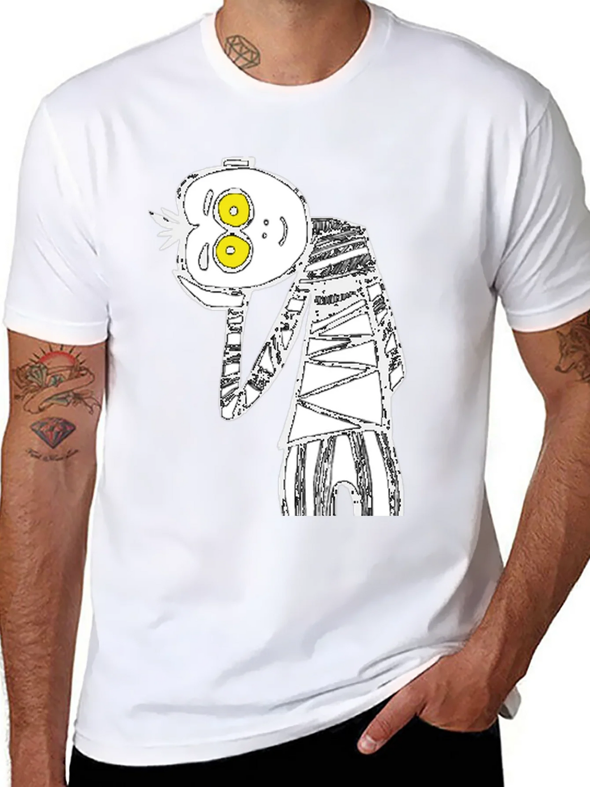 Abstract Cartoon Graphic Tee - Black Cotton Blend product image 10