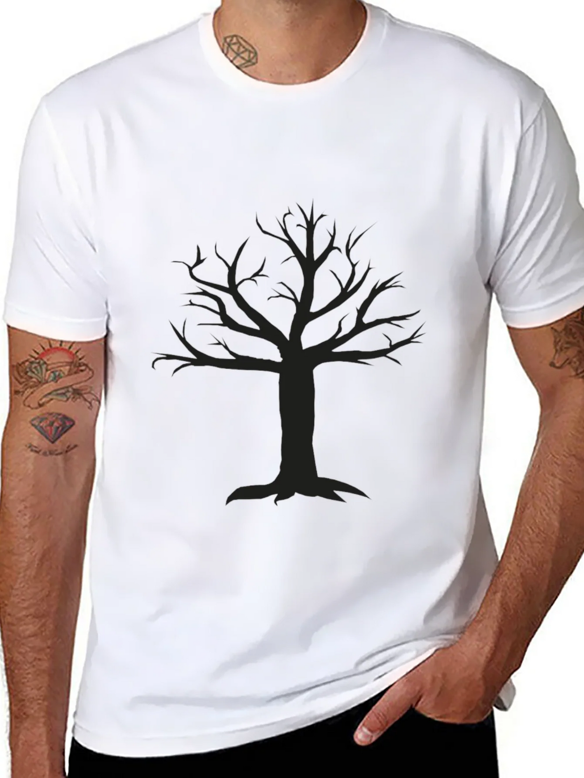 Mens Black T-Shirt with Tree Graphic product image 10