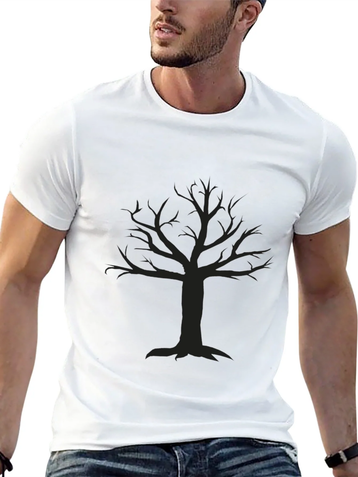 Mens Black T-Shirt with Tree Graphic product image 4
