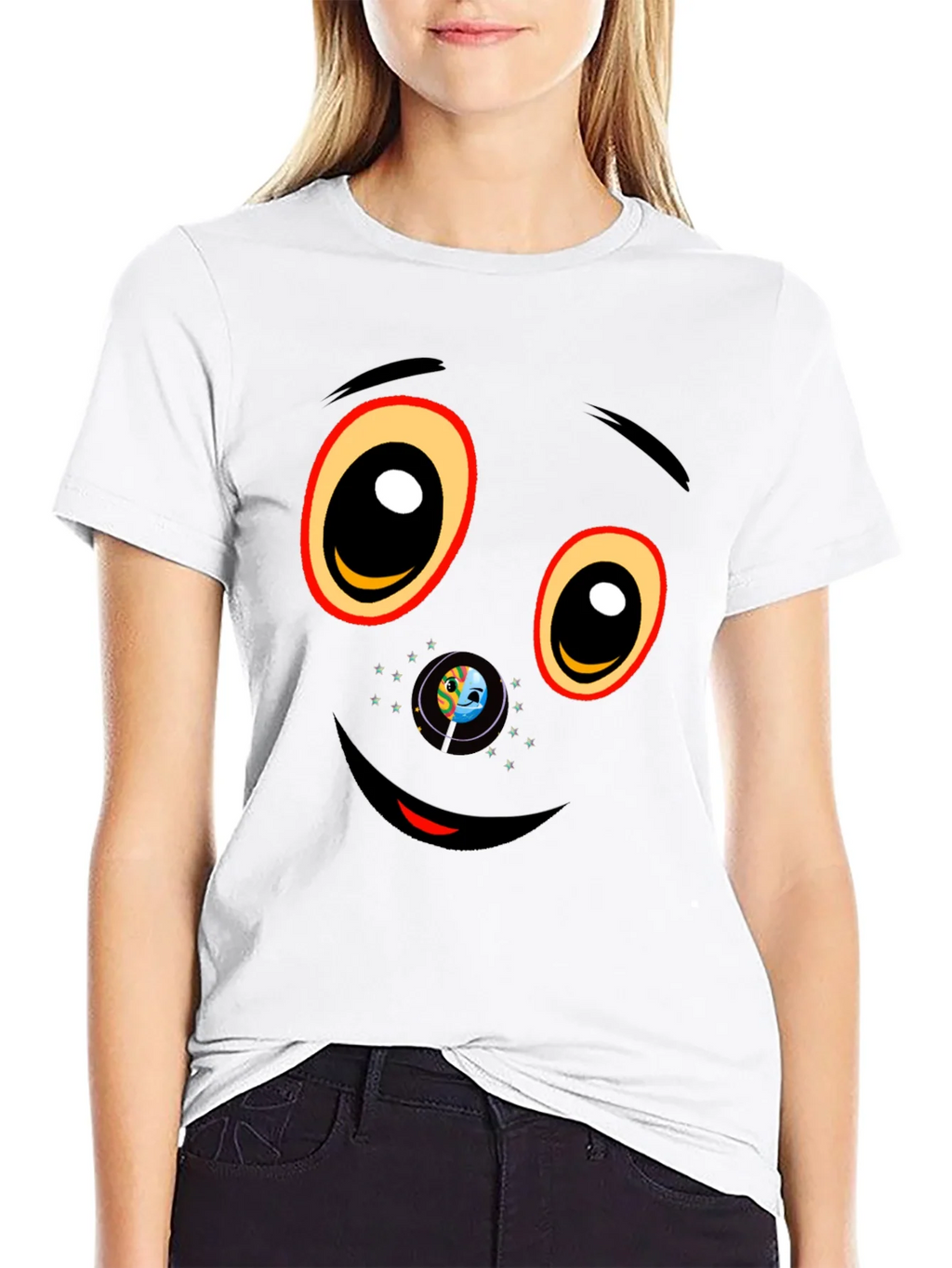 Black Graphic T-Shirt with Face Design product image 11