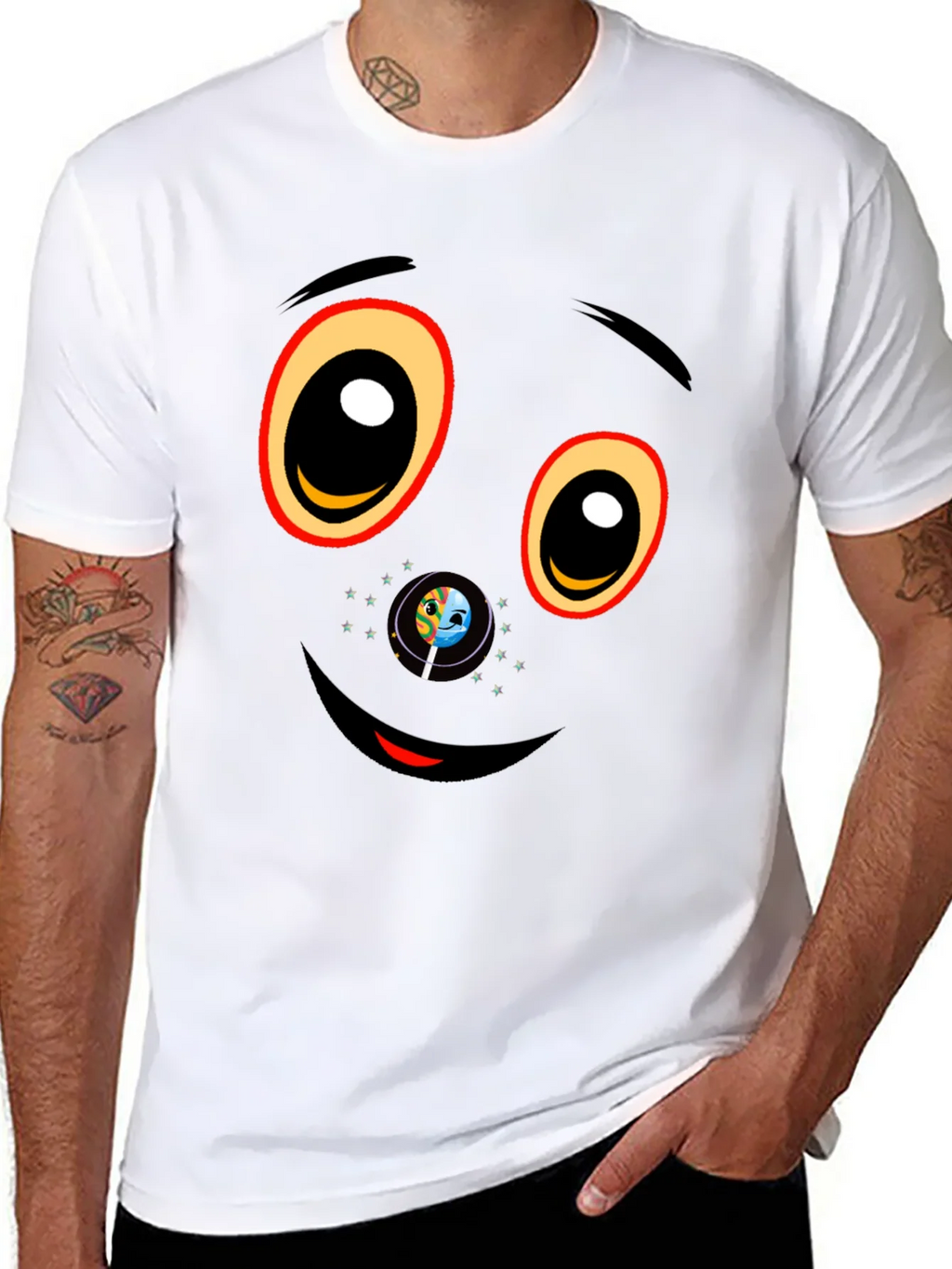Black Graphic T-Shirt with Face Design product image 10