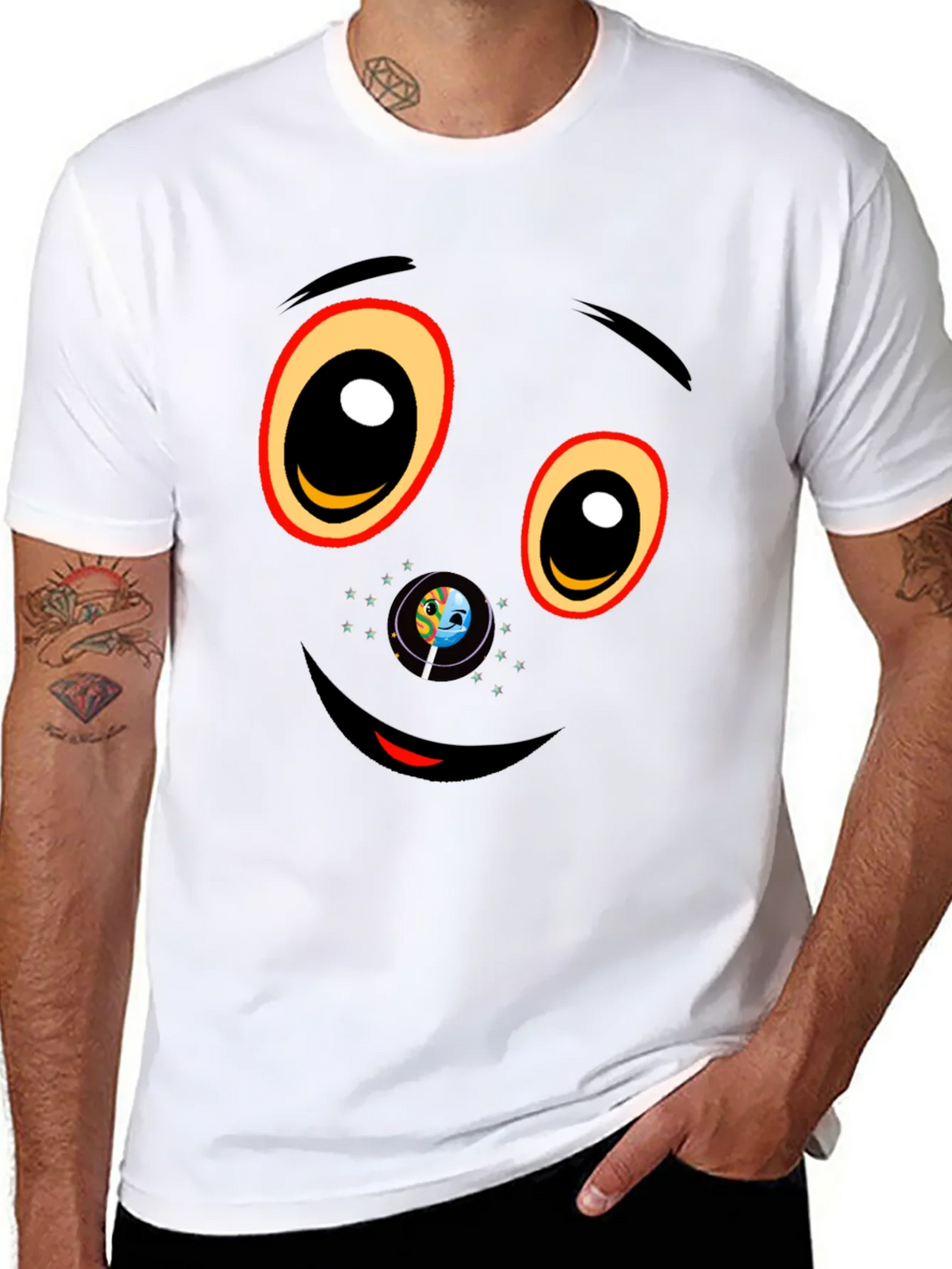 Black Graphic T-Shirt with Face Design product image 10