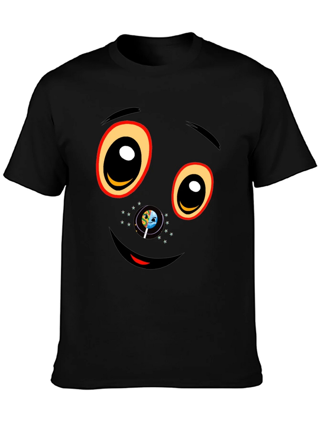 Black Graphic T-Shirt with Face Design product image 6