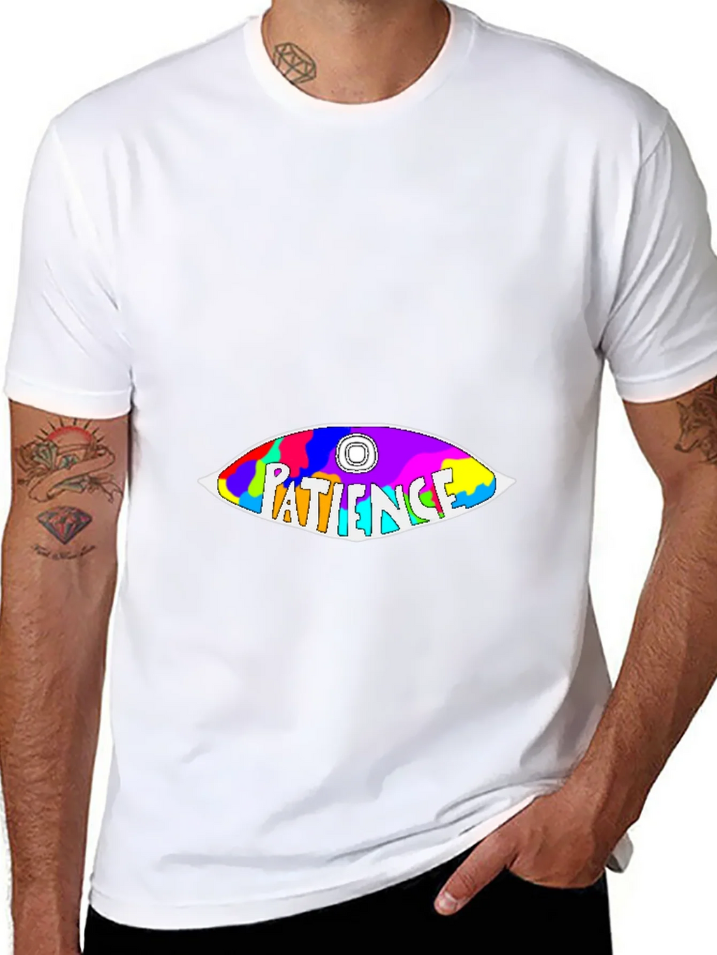 Patience Graphic Tee - Colorful Eye Design Soft Cotton product image 10