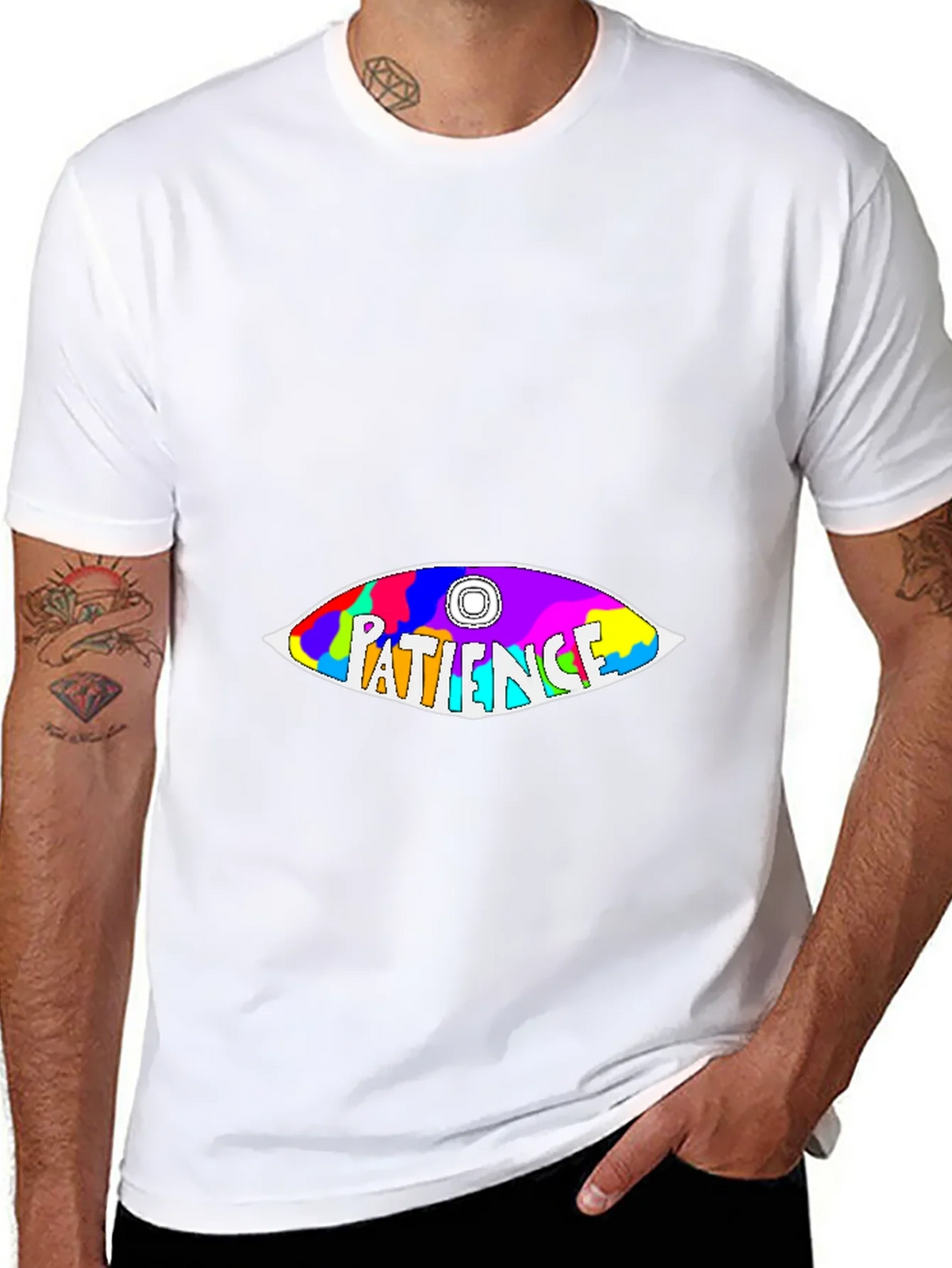 Patience Graphic Tee - Colorful Eye Design Soft Cotton product image 10