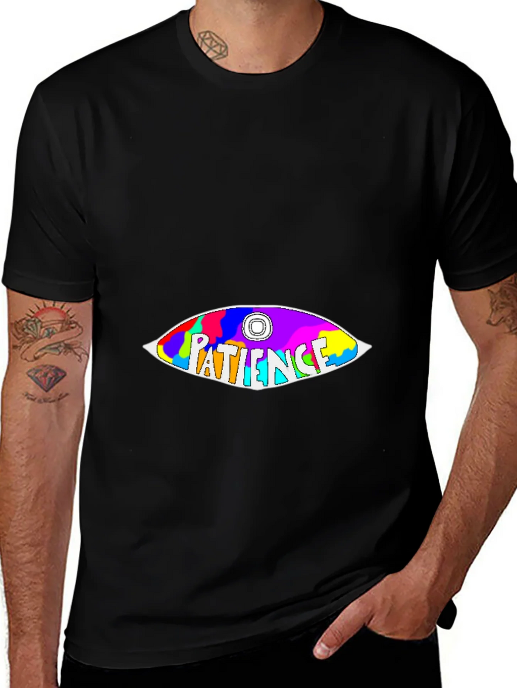 Patience Graphic Tee - Colorful Eye Design Soft Cotton product image 1