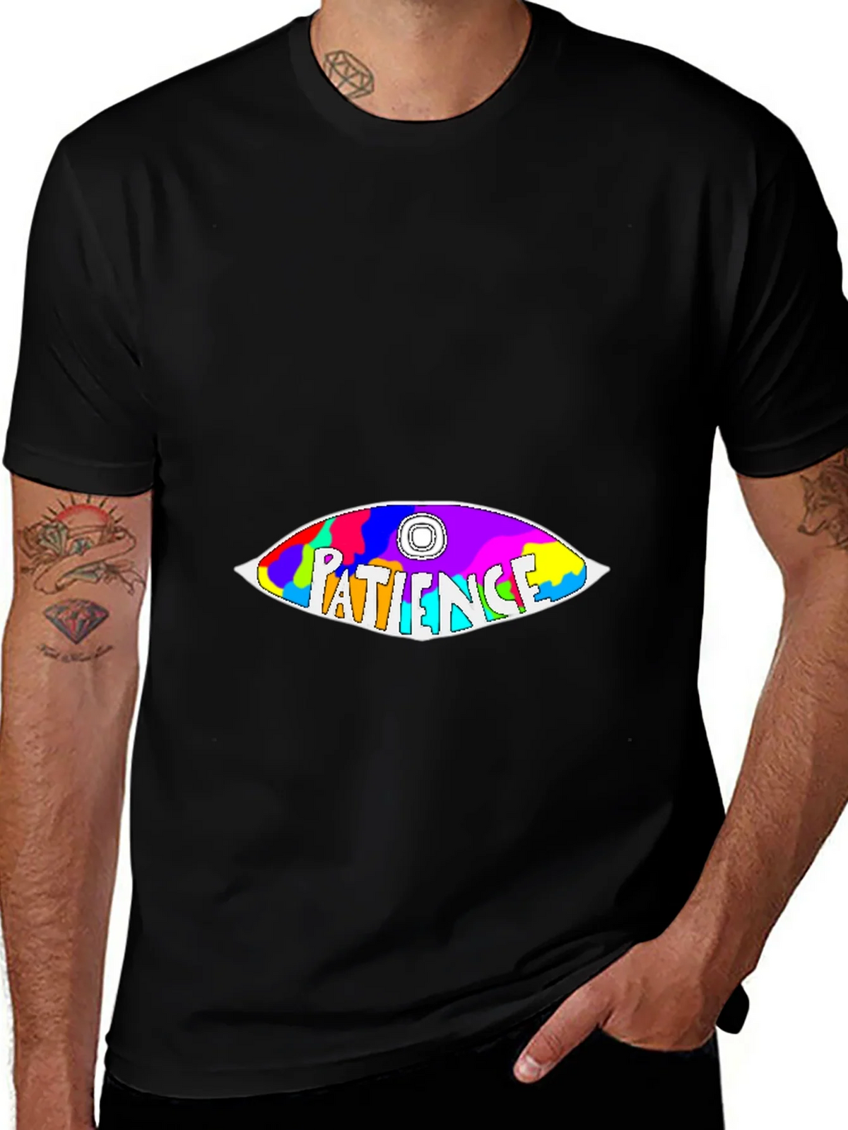 Patience Graphic Tee - Colorful Eye Design Soft Cotton product image 1