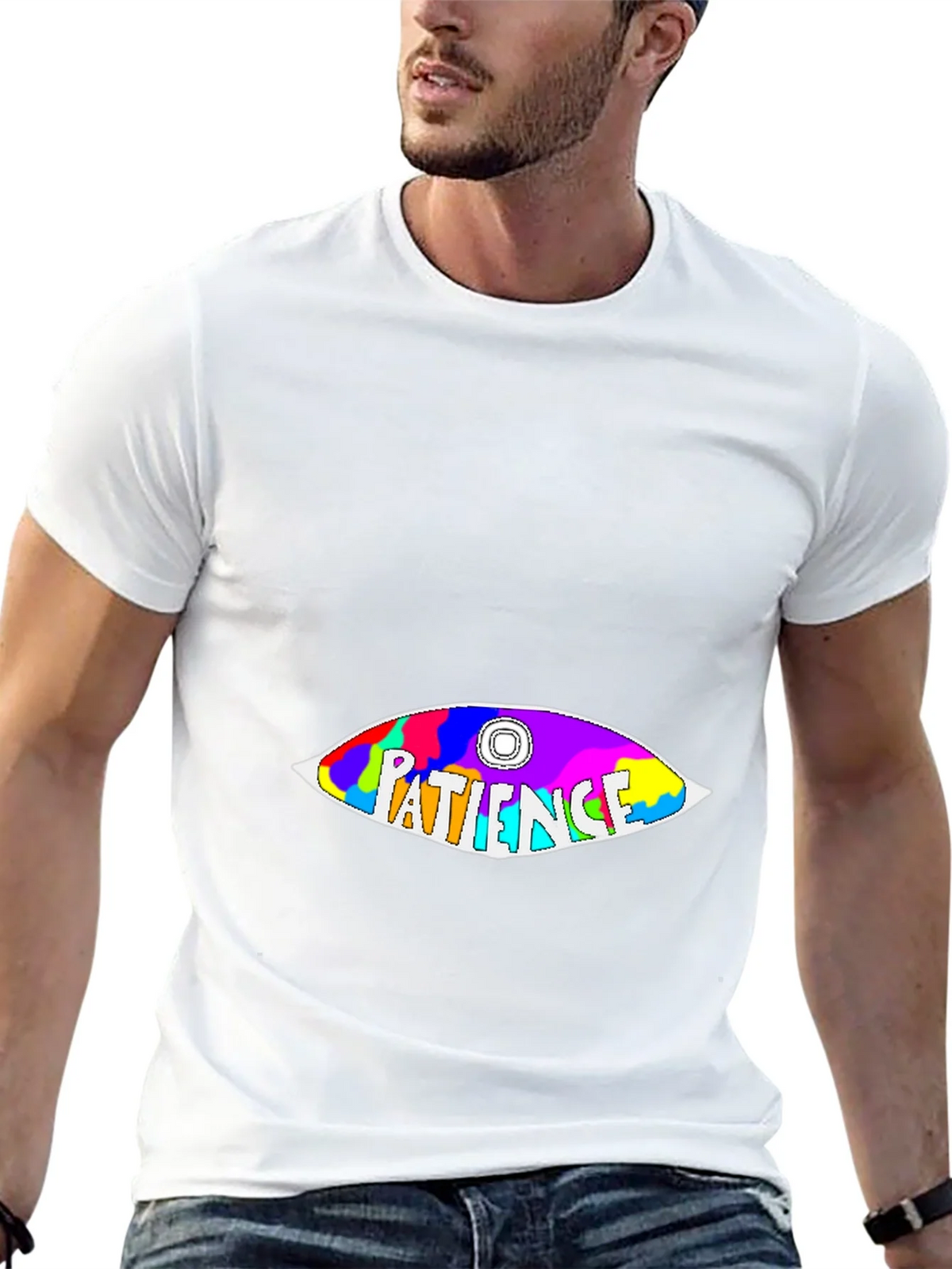 Patience Graphic Tee - Colorful Eye Design Soft Cotton product image 4