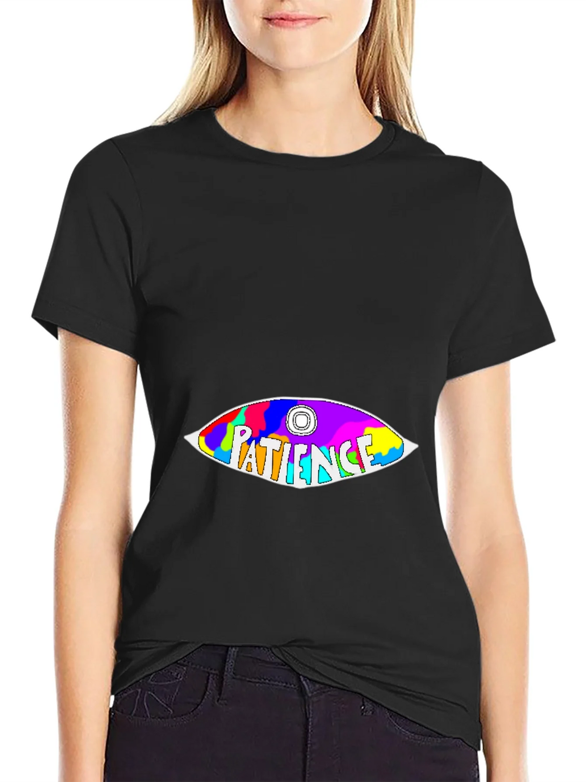 Patience Graphic Tee - Colorful Eye Design Soft Cotton product image 5