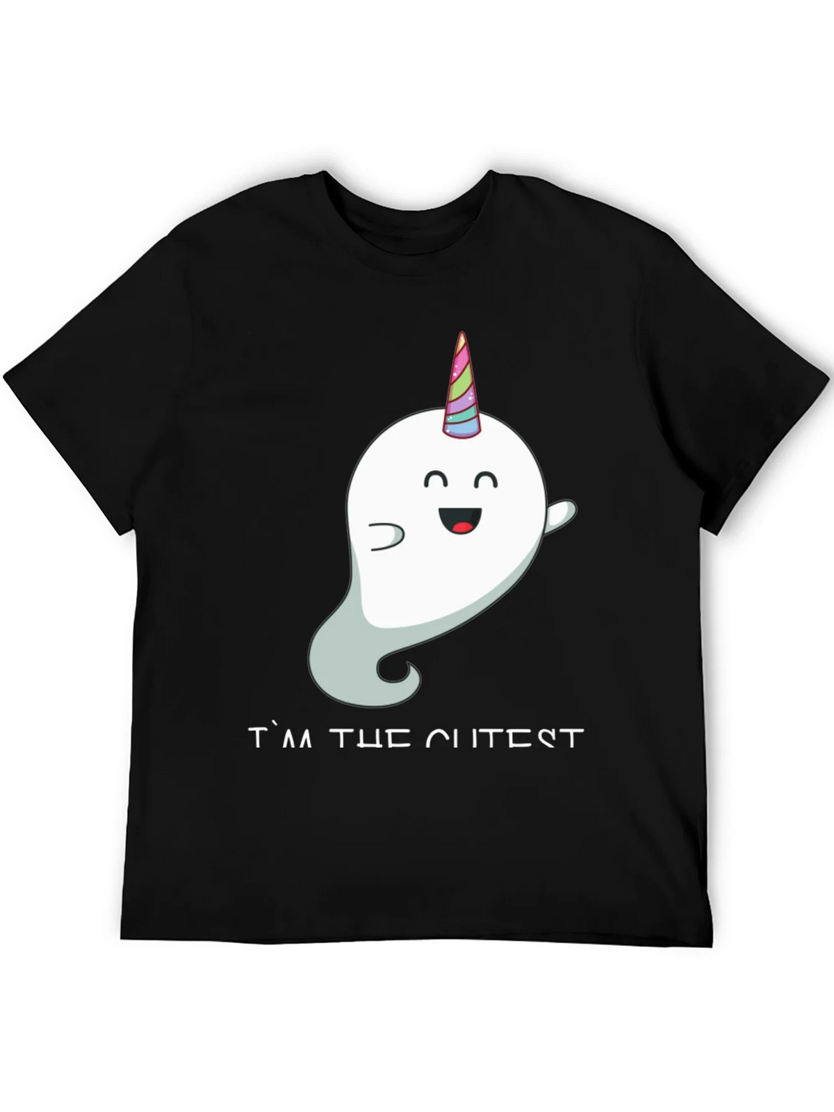 Cute Unicorn Ghost Black T-Shirt product image 4