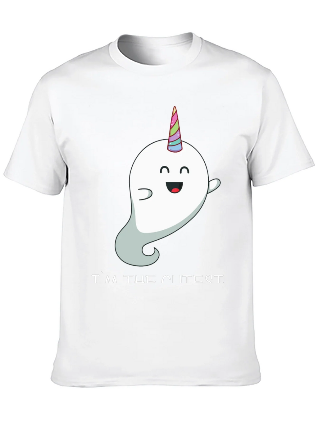 Cute Unicorn Ghost Black T-Shirt product image 6
