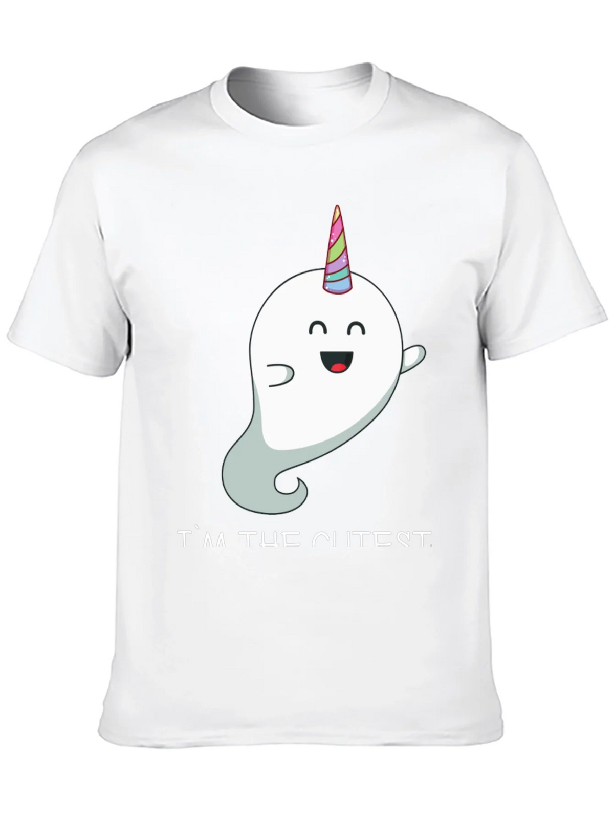 Cute Unicorn Ghost Black T-Shirt product image 6