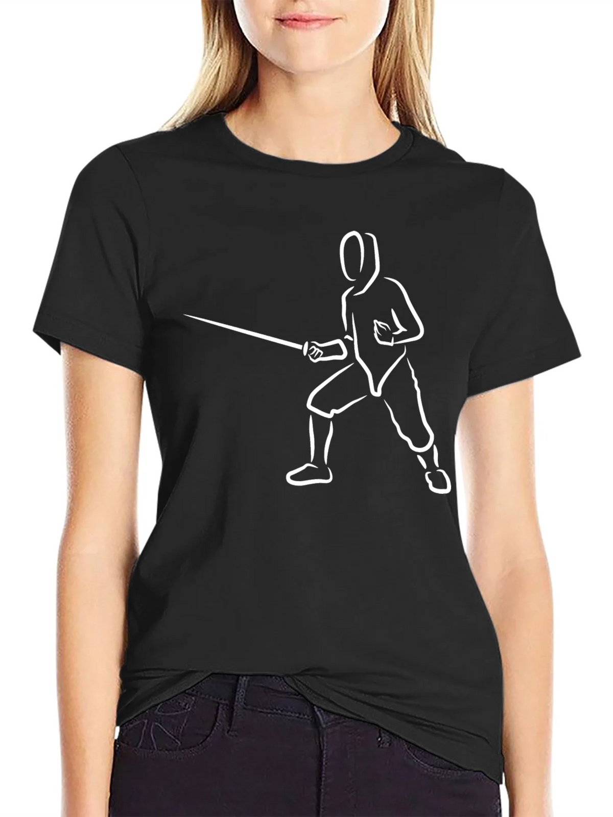Fencing Silhouette Graphic T-Shirt - Black product image 1