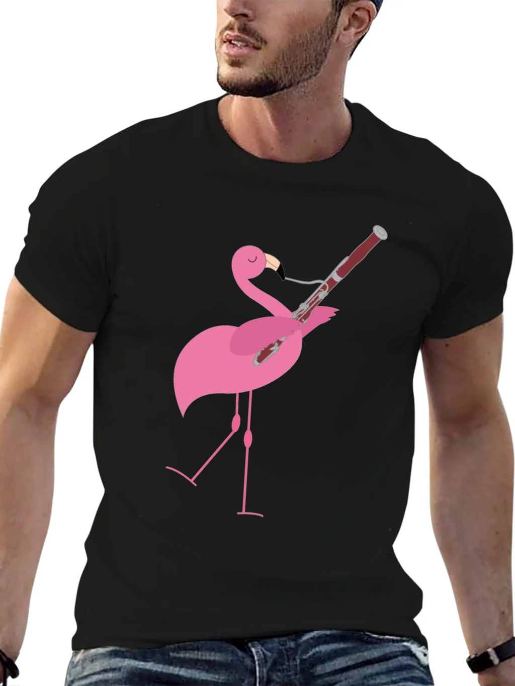 Flamingo Bassoon Player Graphic Tee product image 2