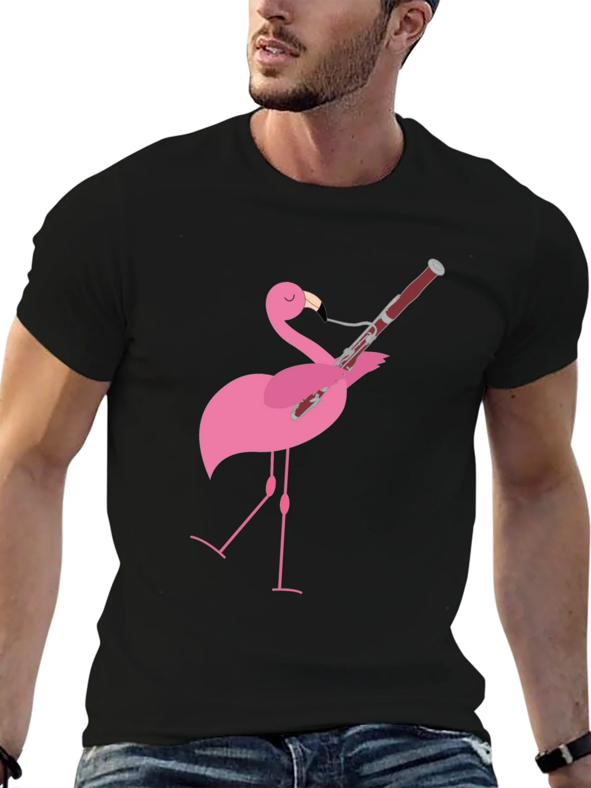 Flamingo Bassoon Player Graphic Tee product image 2