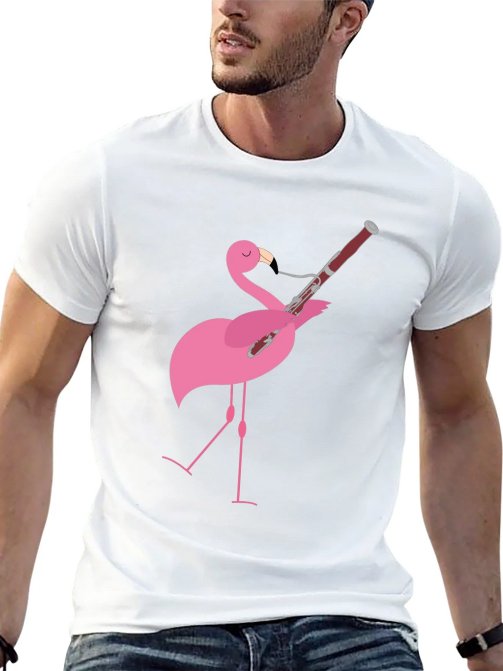 Flamingo Bassoon Player Graphic Tee product image 1