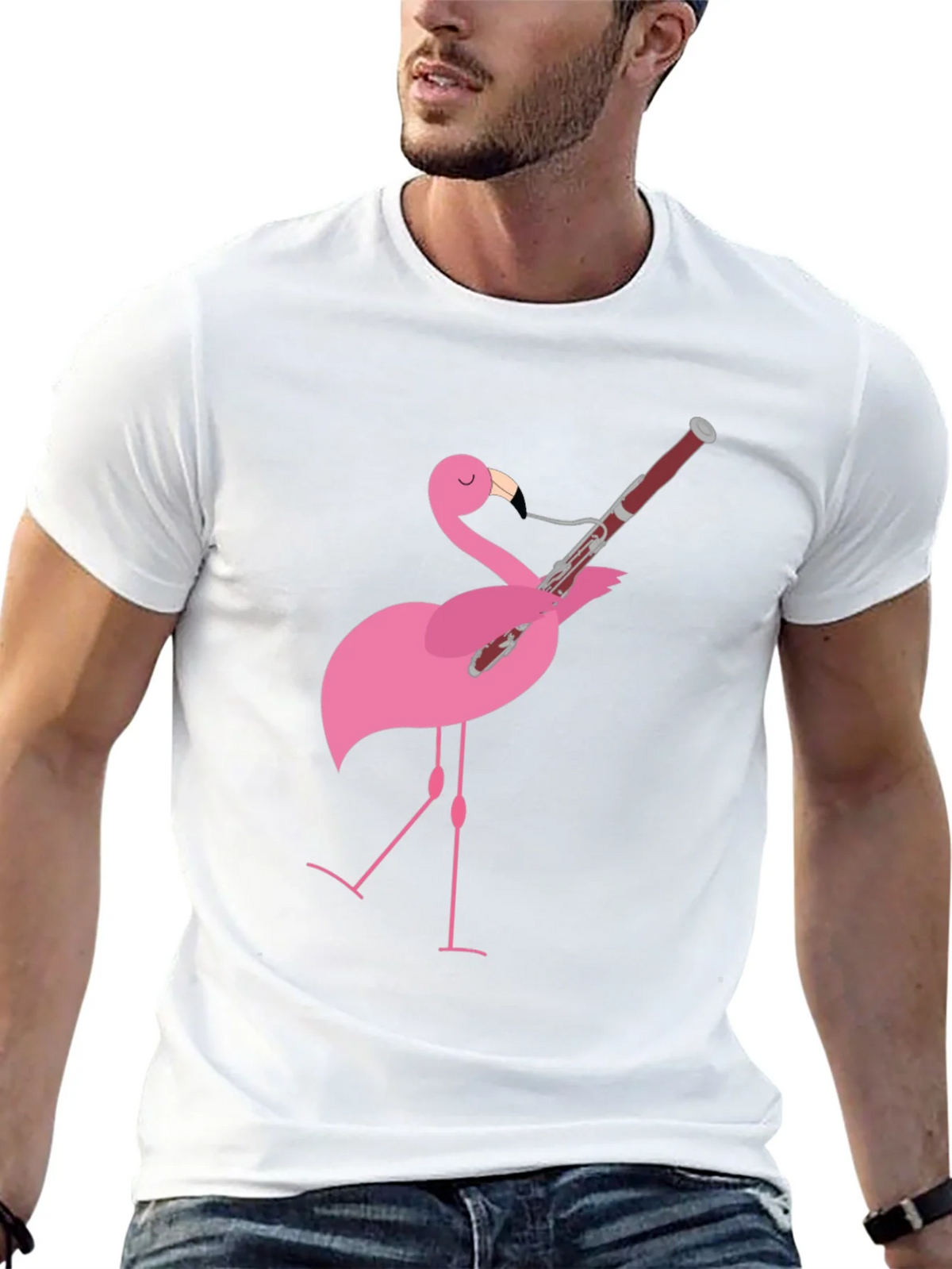 Flamingo Bassoon Player Graphic Tee product image 1