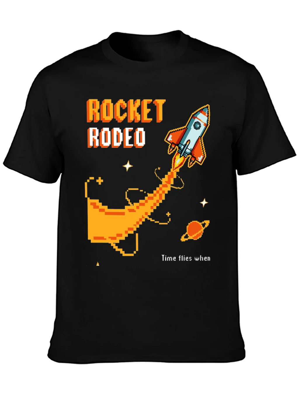 Rocket Rodeo Pixel Graphic Tee - Sci-Fi Style product image 6