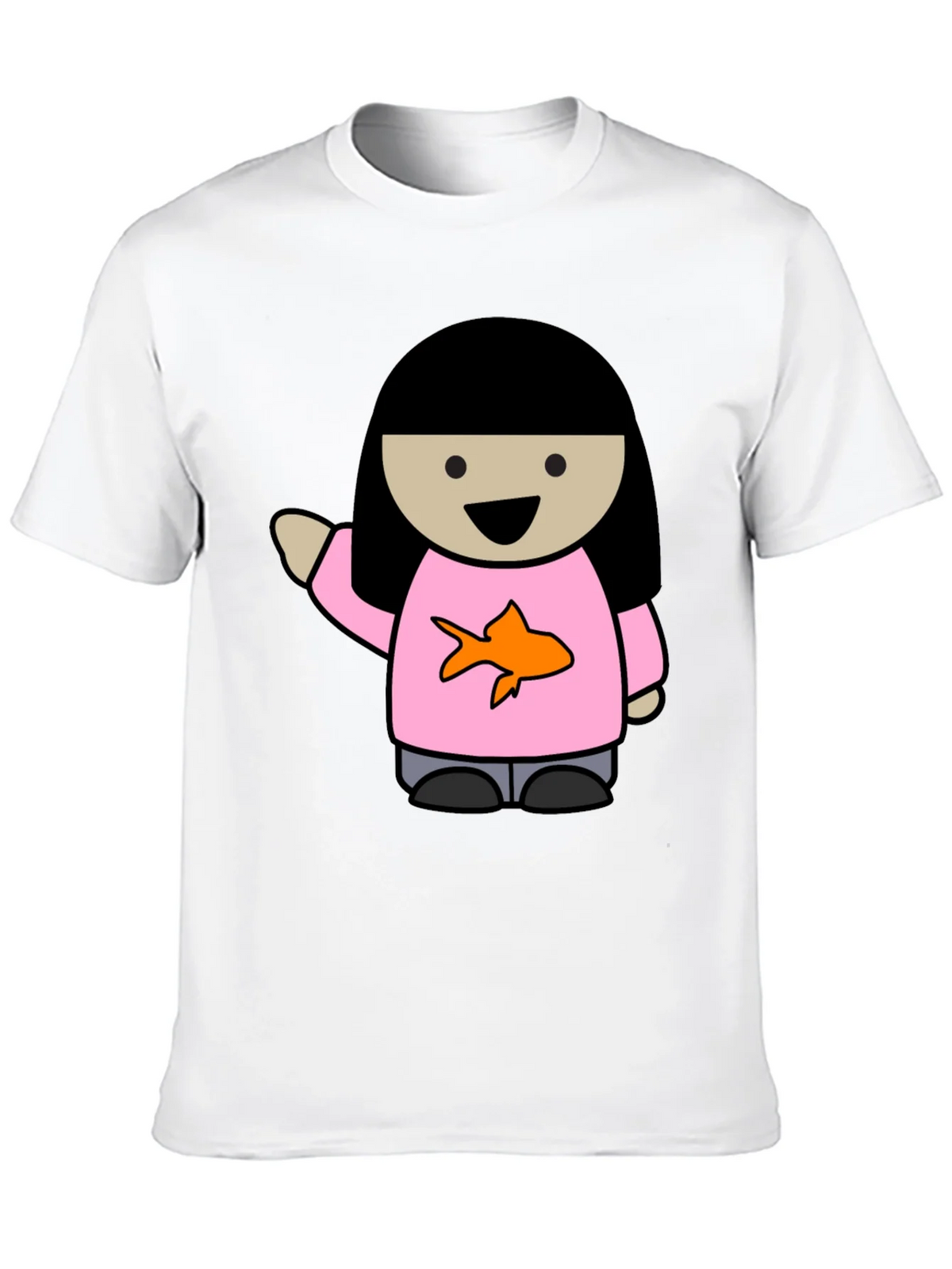 Cartoon Girl with Goldfish Tee product image 5