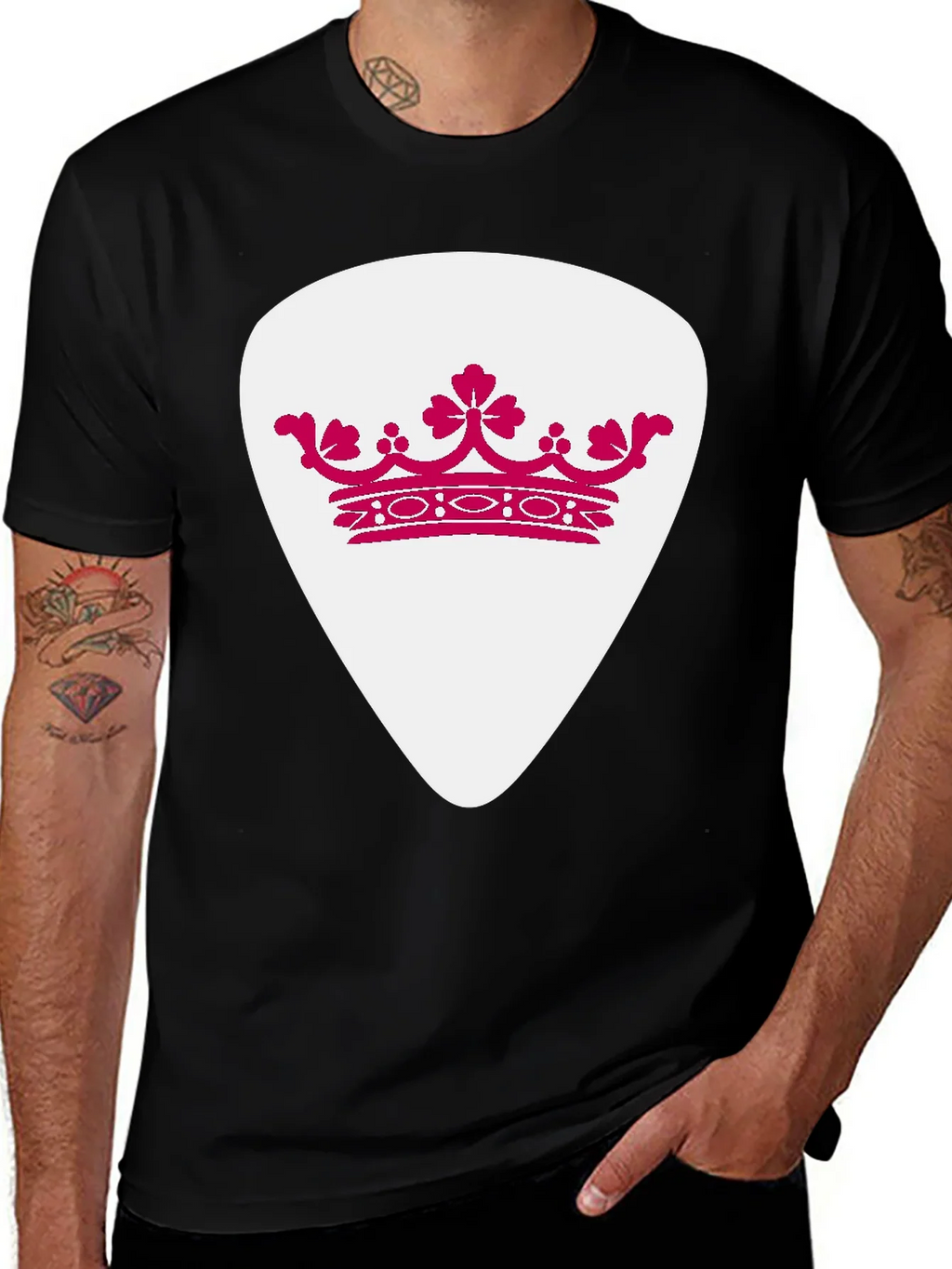 Crown Guitar Pick Graphic T-Shirt - Music Lover Tee product image 1