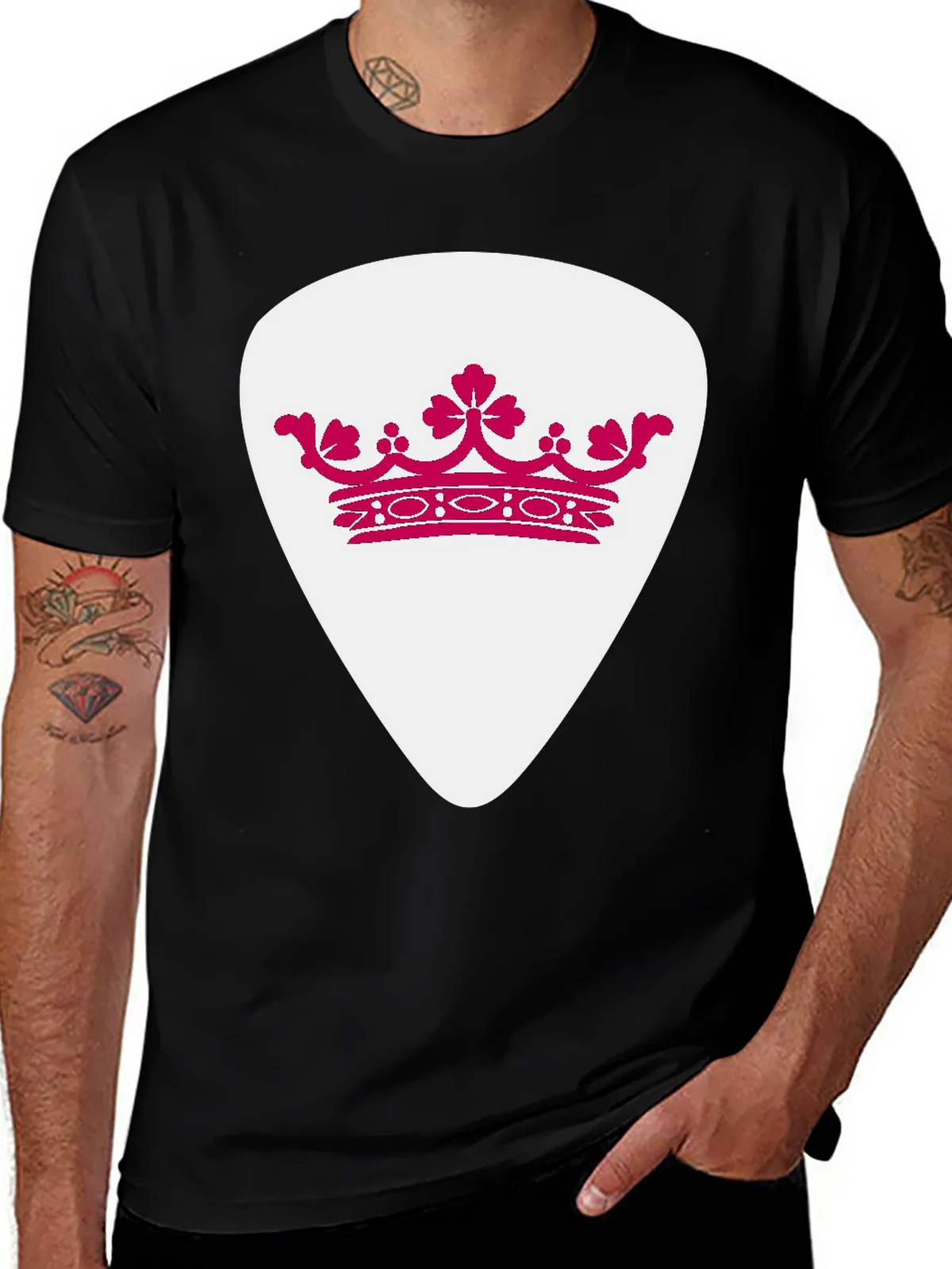 Crown Guitar Pick Graphic T-Shirt - Music Lover Tee product image 1