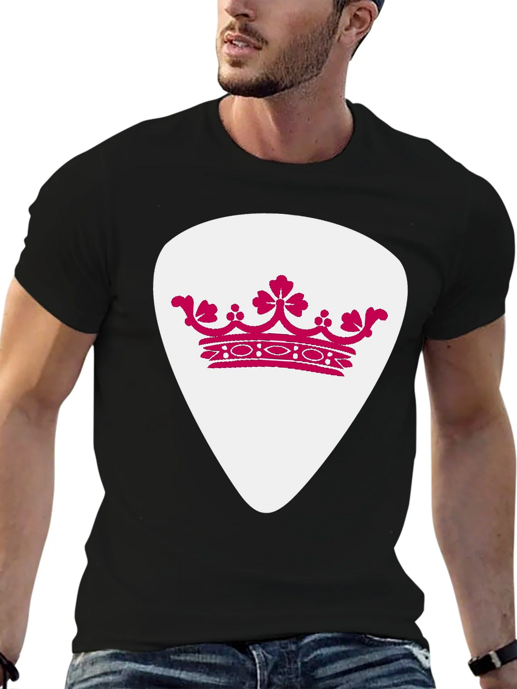 Crown Guitar Pick Graphic T-Shirt - Music Lover Tee product image 9