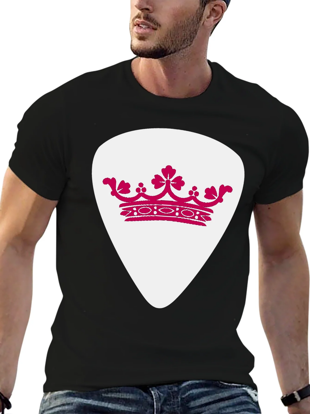Crown Guitar Pick Graphic T-Shirt - Music Lover Tee product image 9