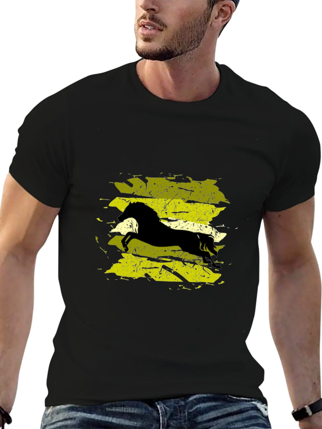 Black T-Shirt with Horse Graphic product image 9