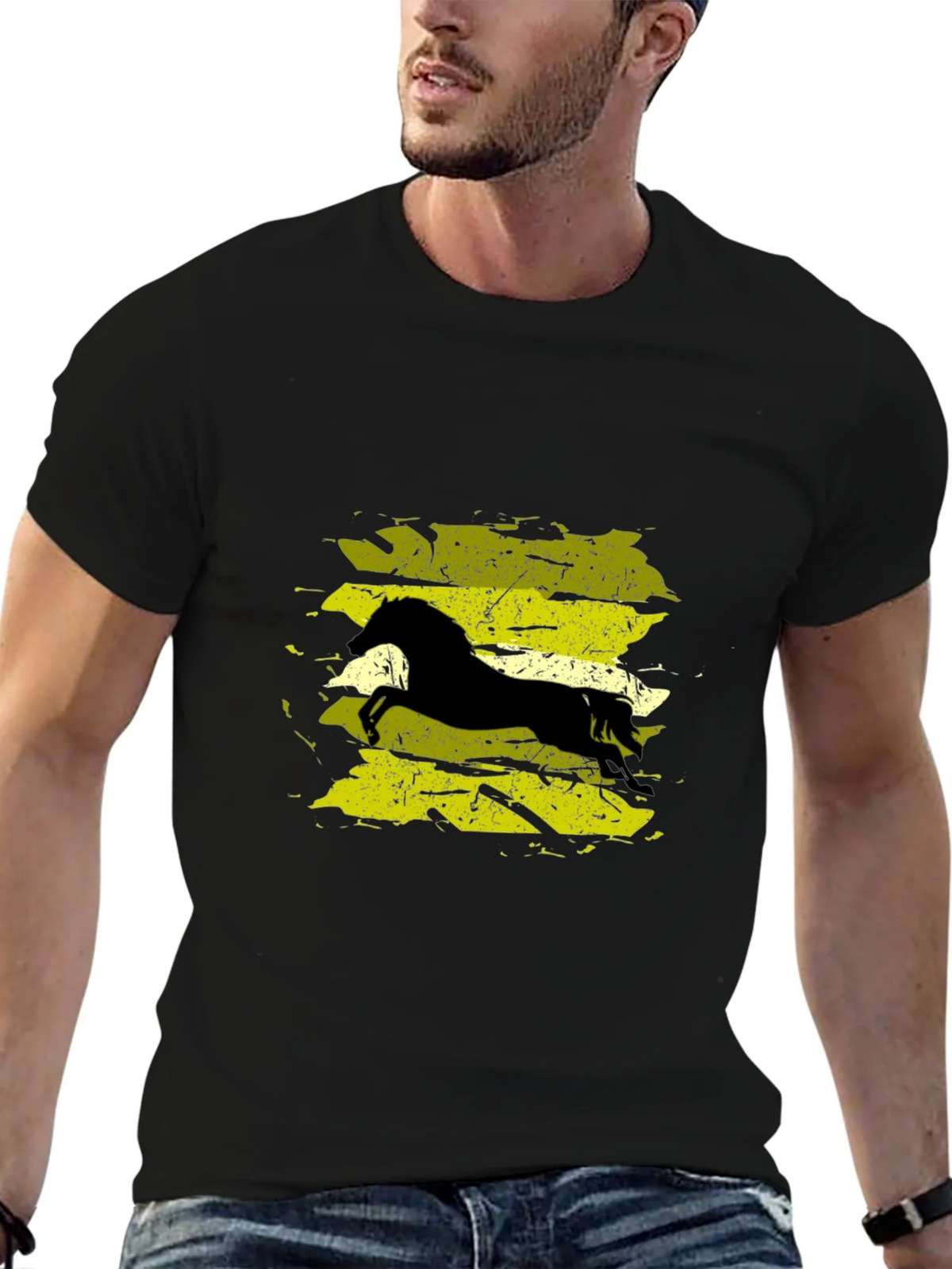 Black T-Shirt with Horse Graphic product image 9
