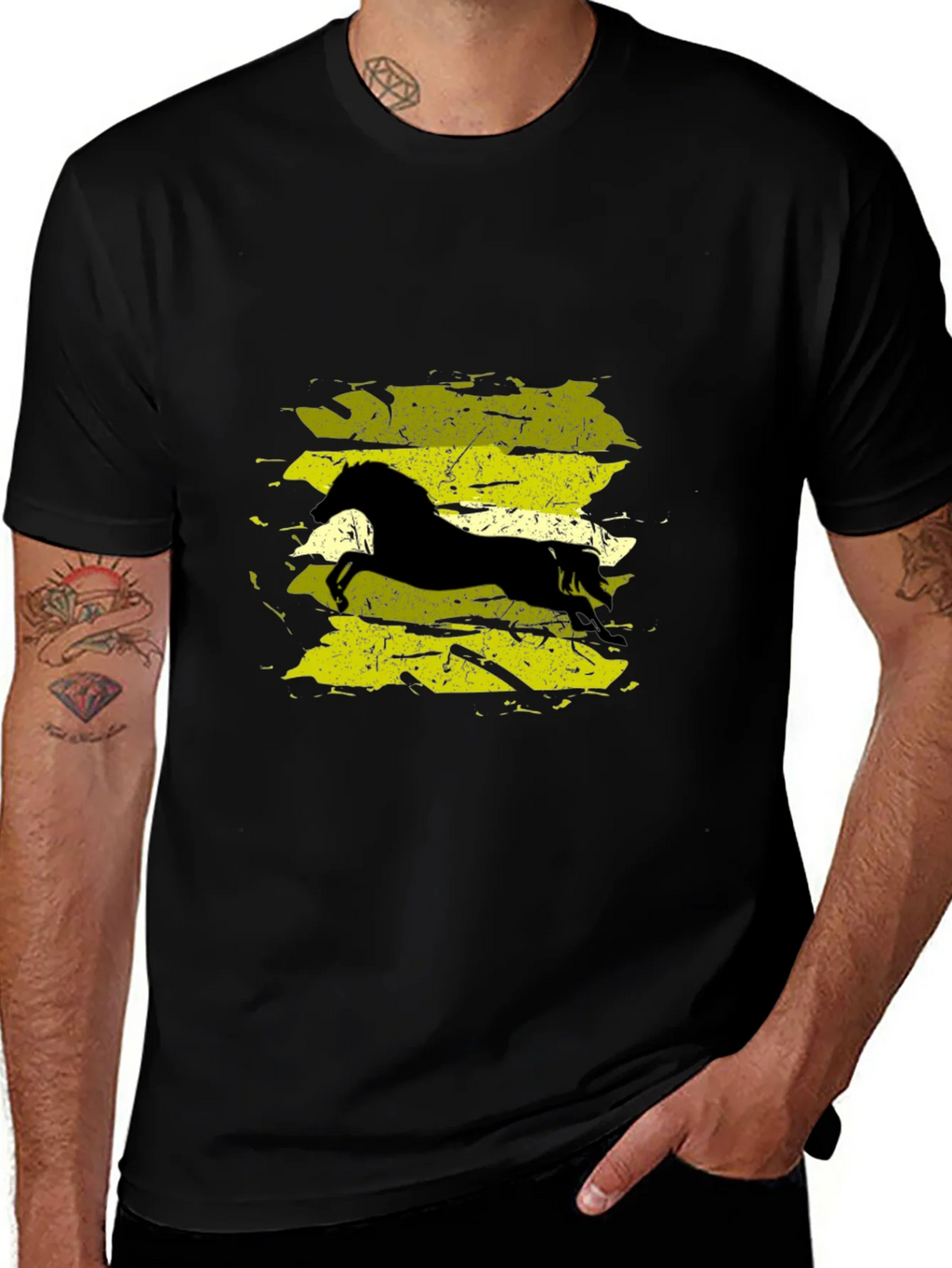 Black T-Shirt with Horse Graphic product image 1