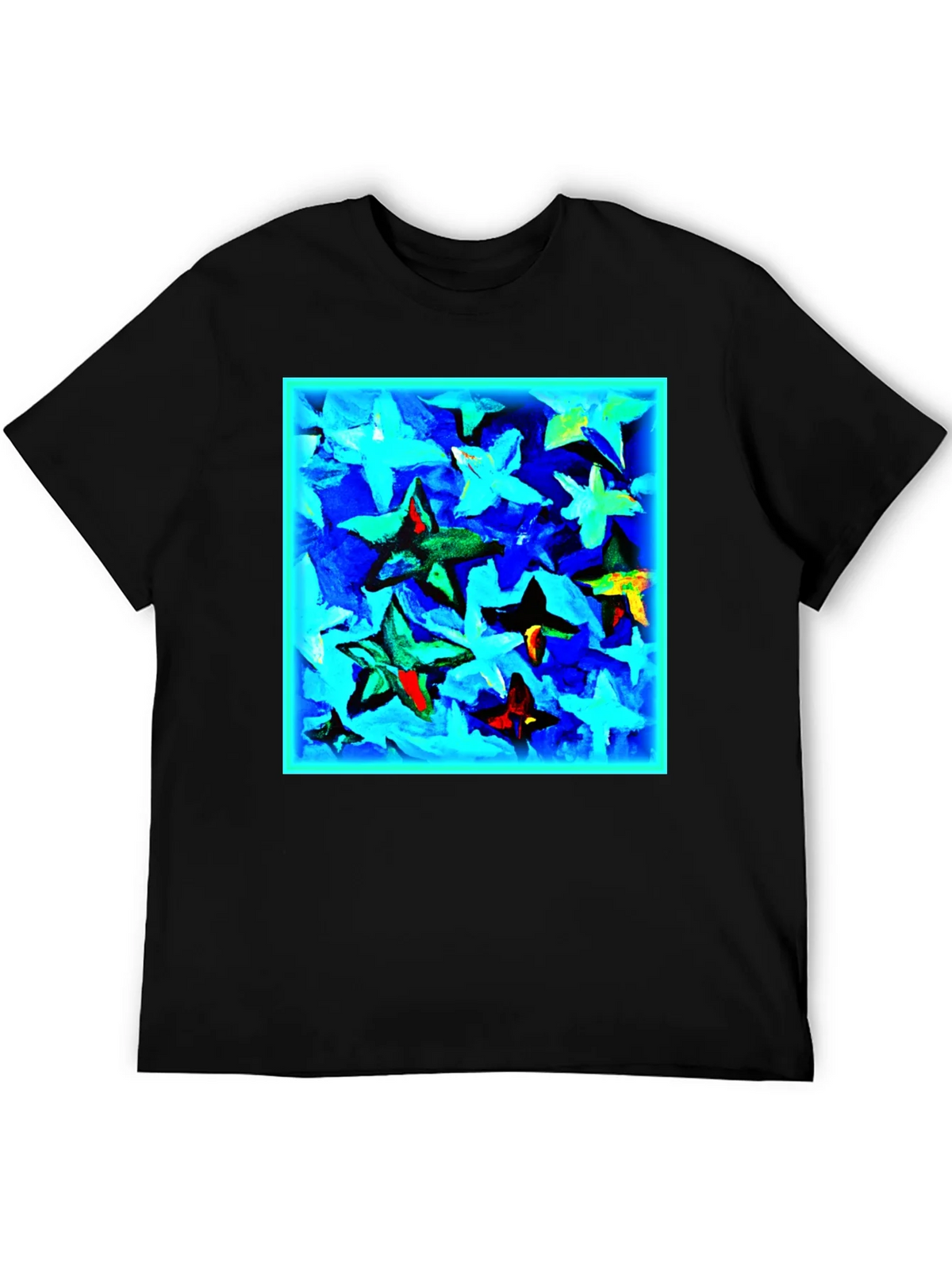 Abstract Star Print Black T-Shirt product image 8
