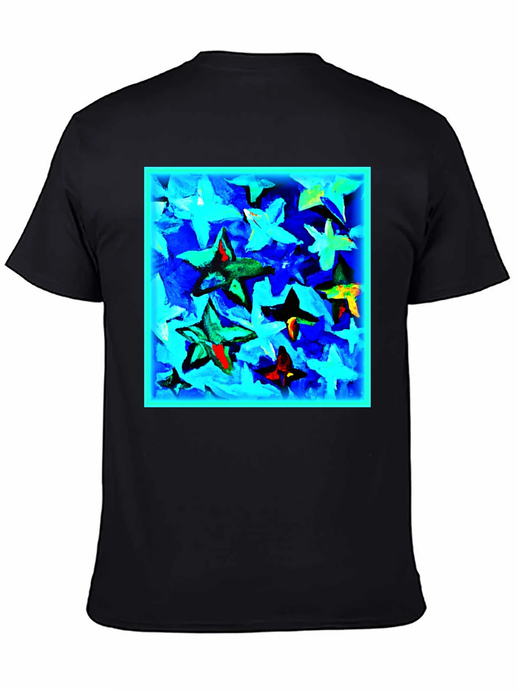 Abstract Star Print Black T-Shirt product image 7