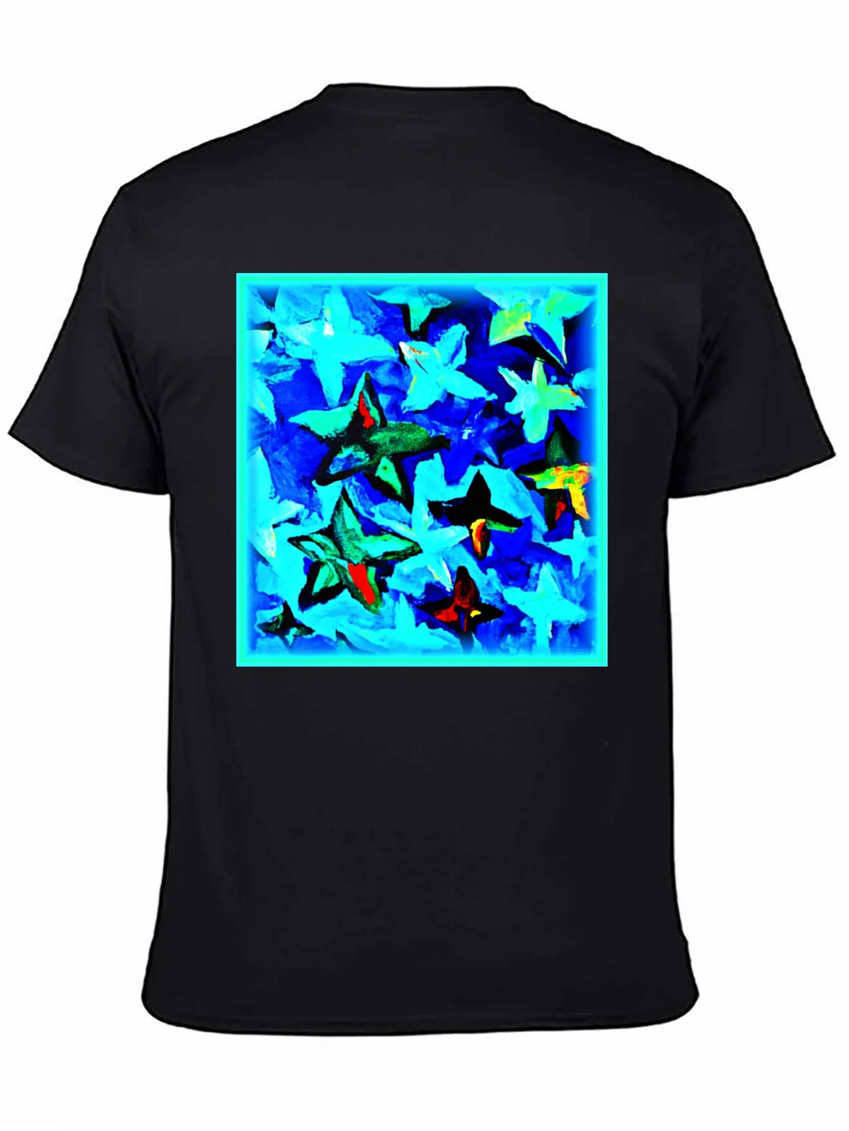 Abstract Star Print Black T-Shirt product image 7