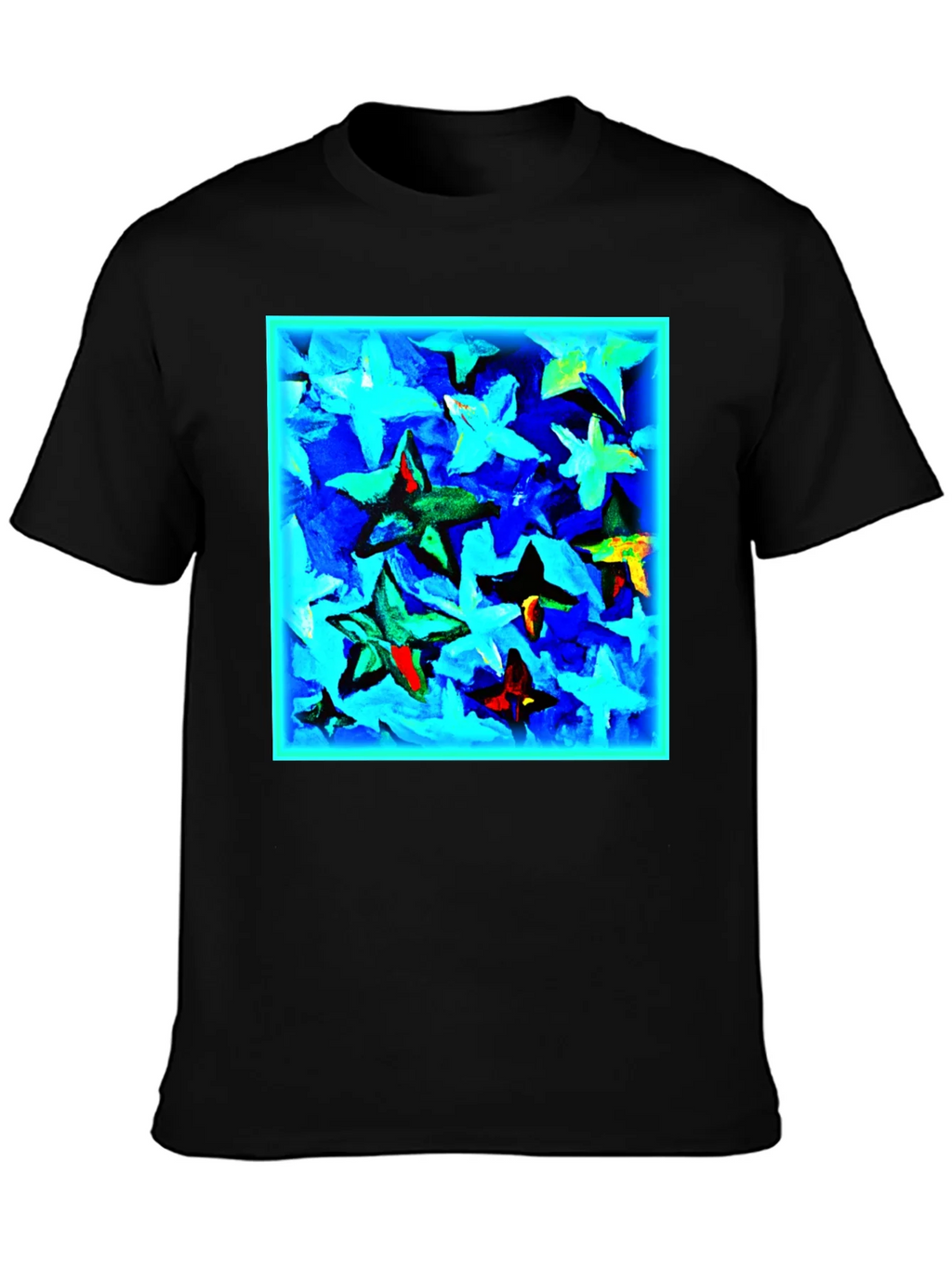 Abstract Star Print Black T-Shirt product image 6