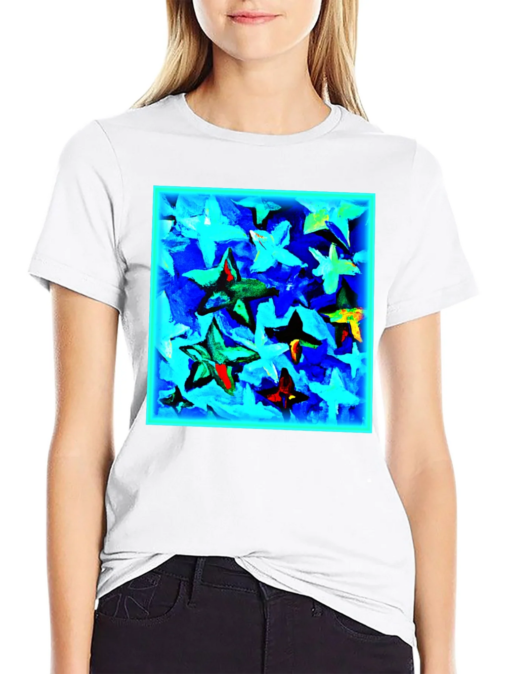 Abstract Star Print Black T-Shirt product image 11