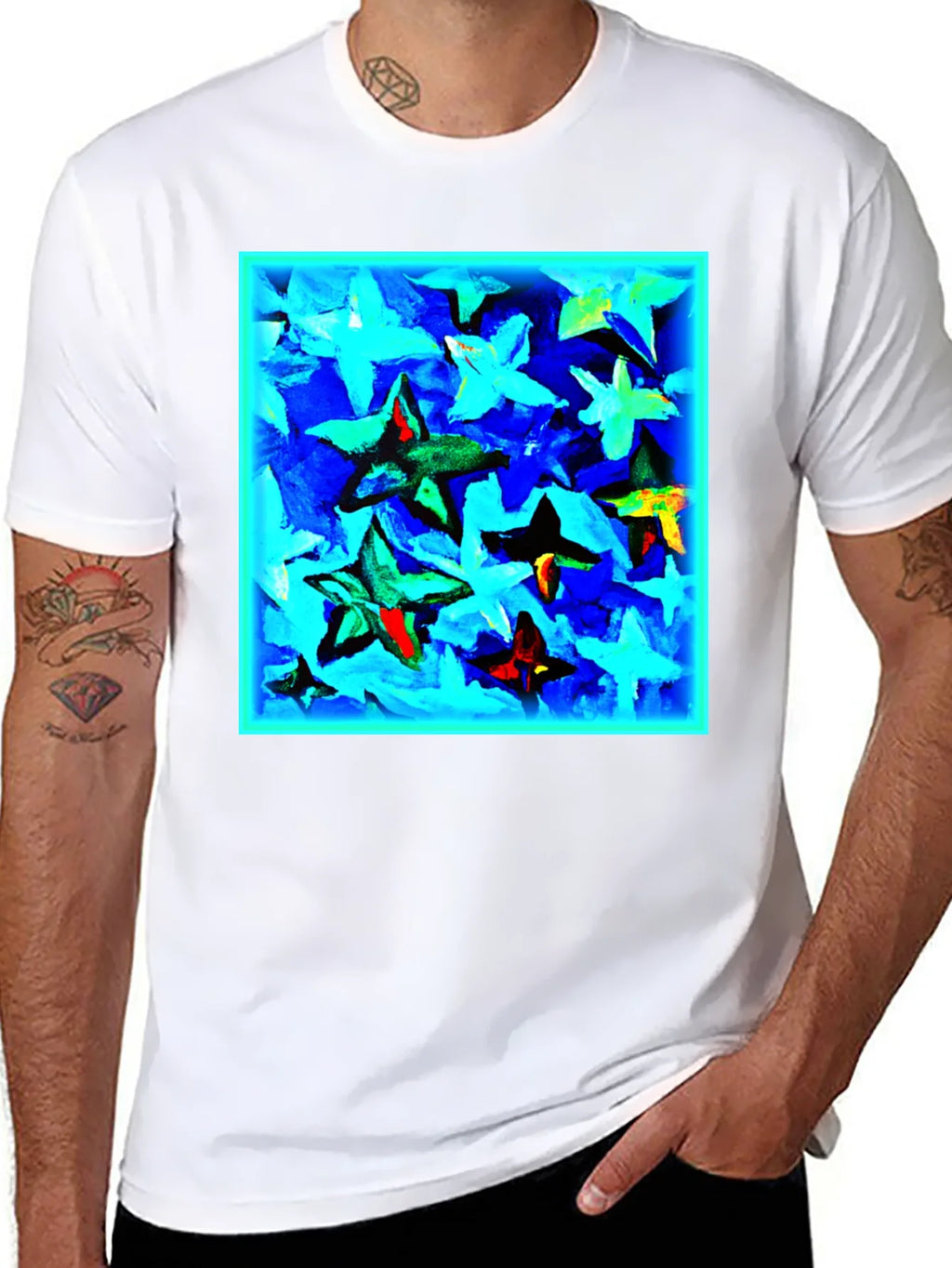 Abstract Star Print Black T-Shirt product image 10