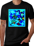 Abstract Star Print Black T-Shirt product image 1