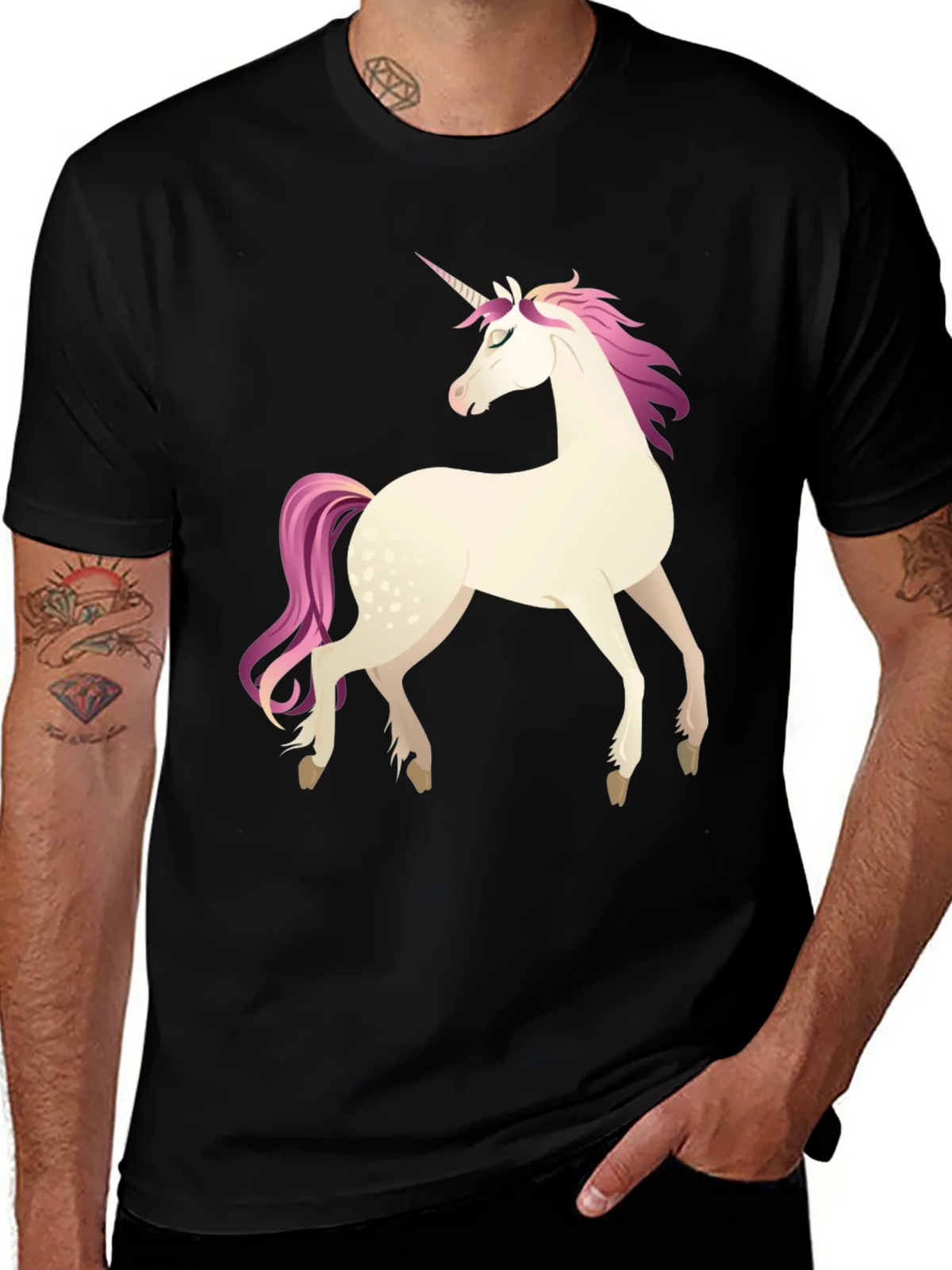 Unicorn Graphic Tee - Black Cotton Blend Shirt product image 1