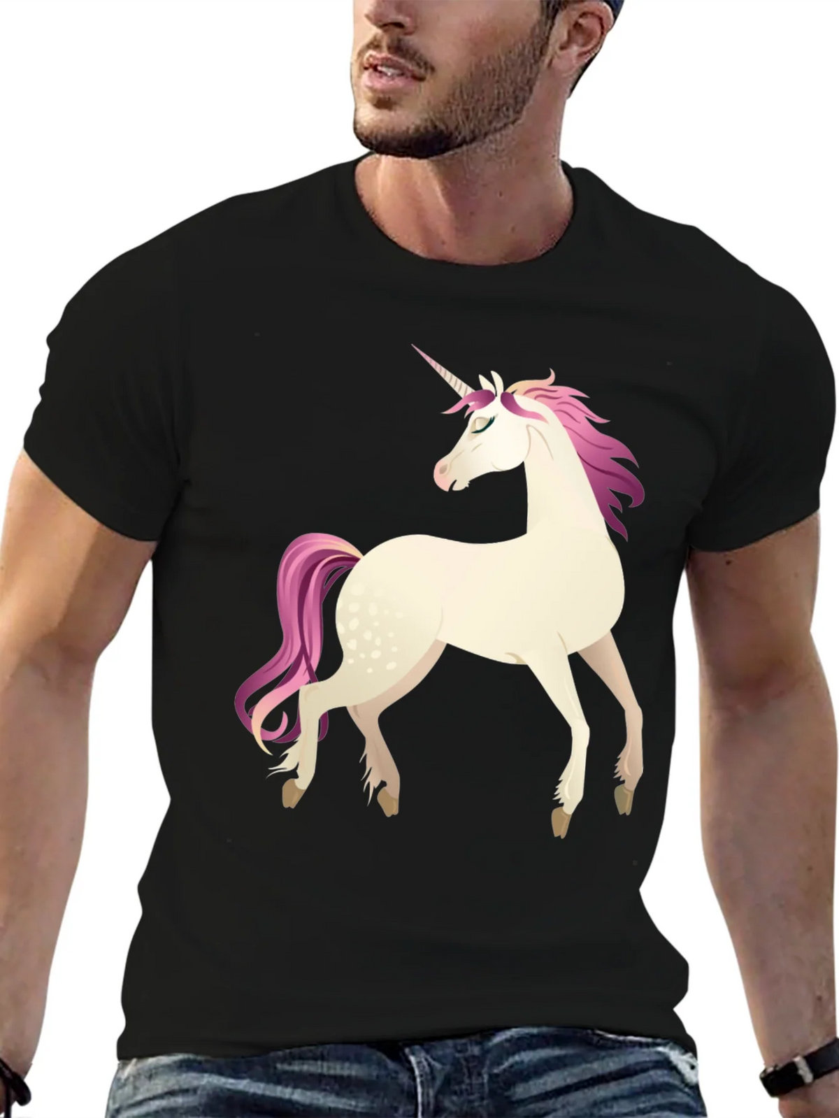 Unicorn Graphic Tee - Black Cotton Blend Shirt product image 9