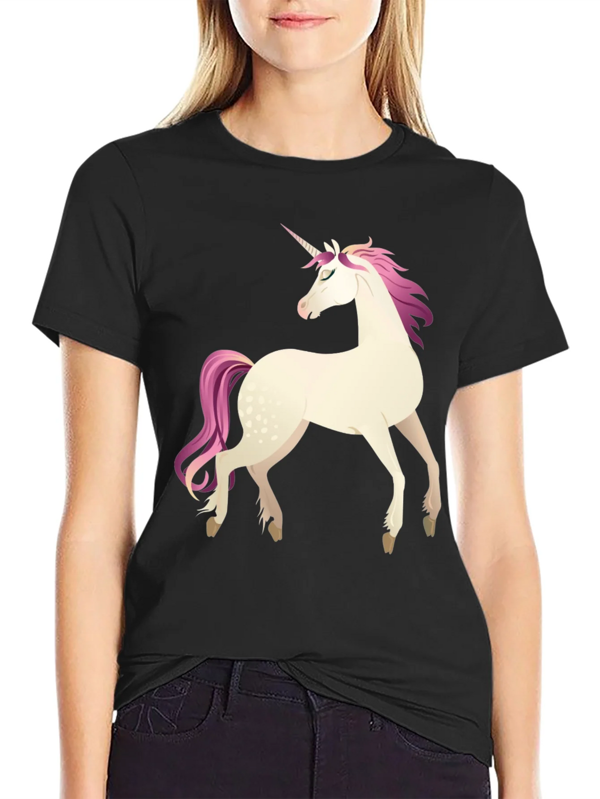 Unicorn Graphic Tee - Black Cotton Blend Shirt product image 5