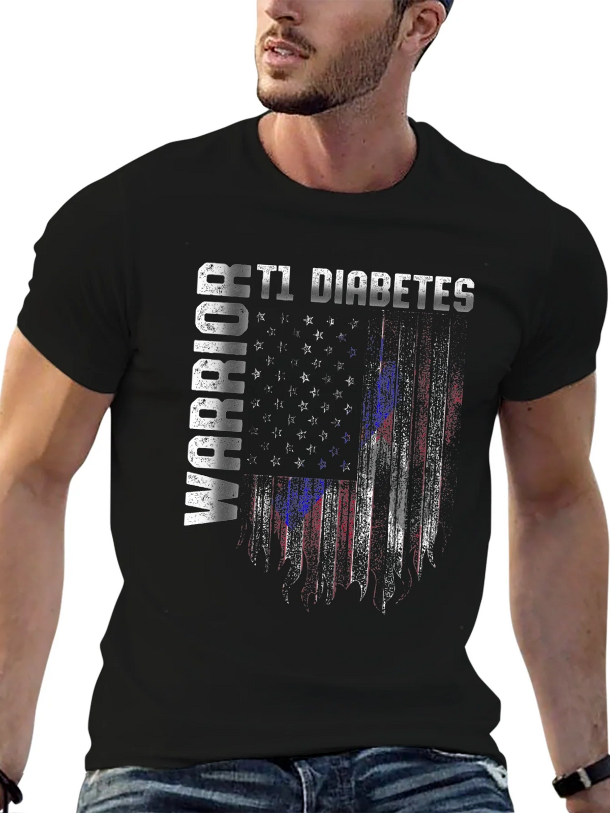 T1 Diabetes Warrior Flag Graphic Tee product image 9